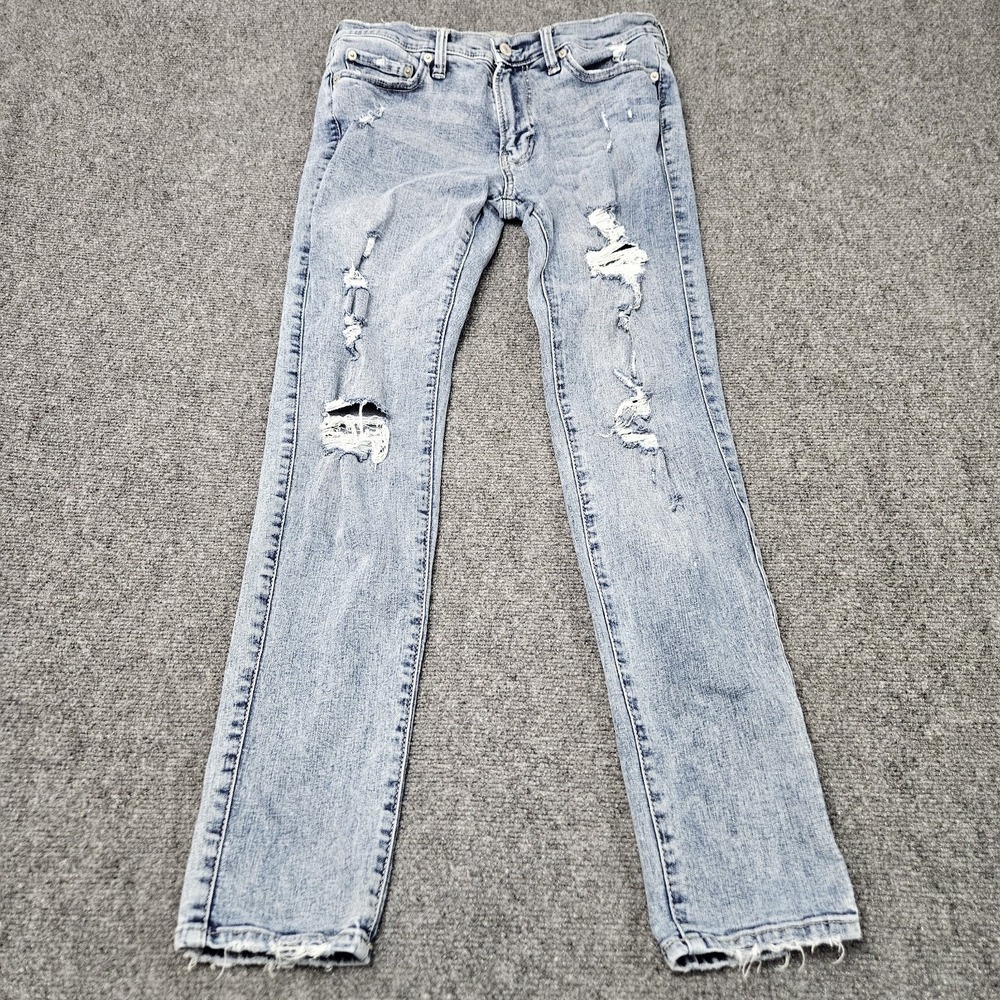 Abercrombie Fitch Jeans Mens 30x32 Light Wash Distressed Super Skinny Denim